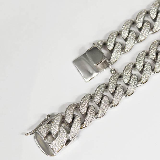 14MM Silver CZ Cuban Link Chain - Johnny Dang & Co