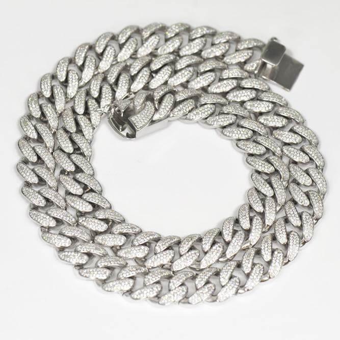 14MM Silver CZ Cuban Link Chain - Johnny Dang & Co