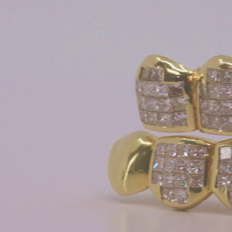 18K VS Princess Cut Diamond Invisible Set Grillz