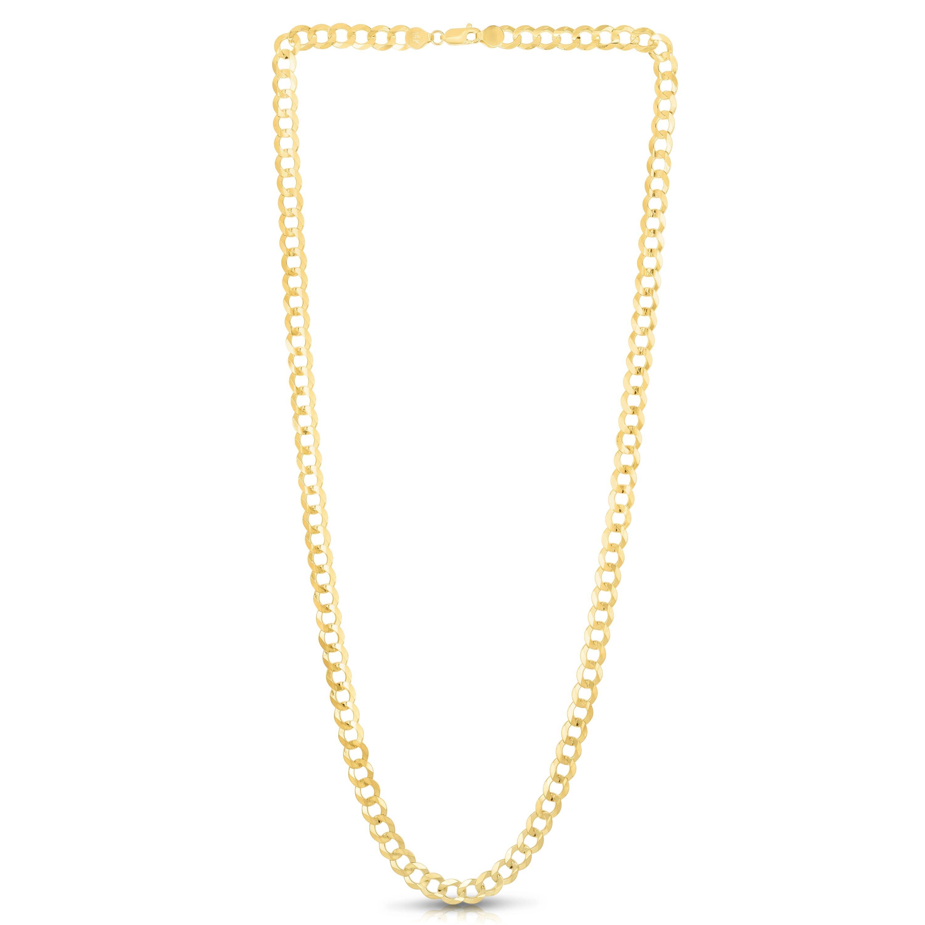 14K Yellow Gold 3.5mm Hollow Curb Link Chain 18", 20", 22", 24" - Johnny Dang & Co