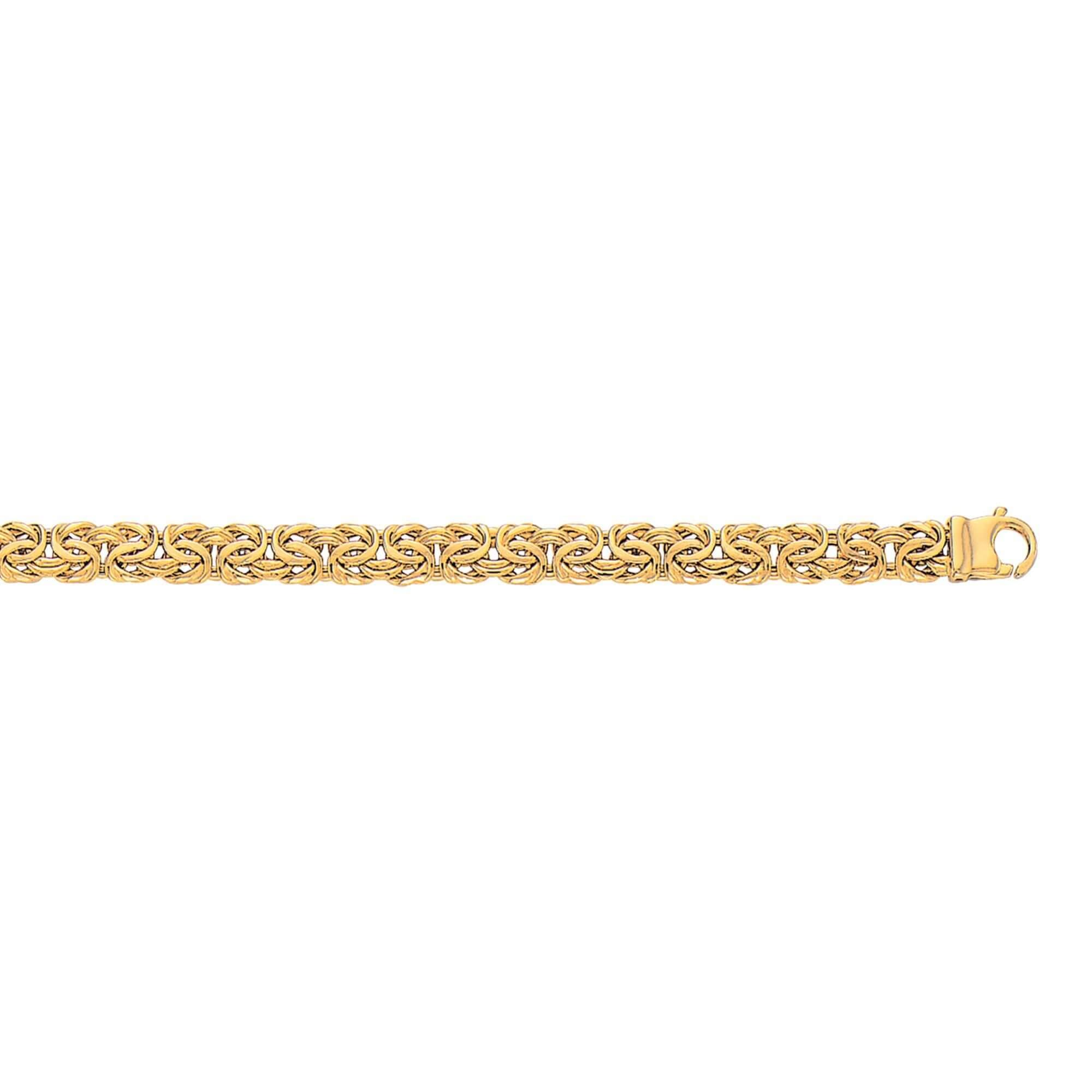 10K 7.25 inches Yellow Gold 7.0mm Shiny Byzantine Fancy Ladies Bracelet with Lobster Clasp - Johnny Dang & Co