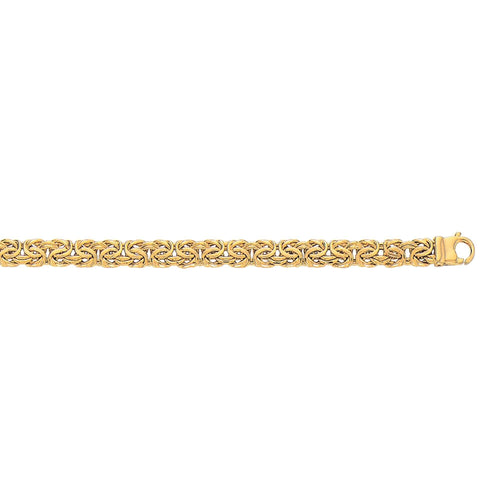 10K 7.25 inches Yellow Gold 7.0mm Shiny Byzantine Fancy Ladies Bracelet with Lobster Clasp - Johnny Dang & Co