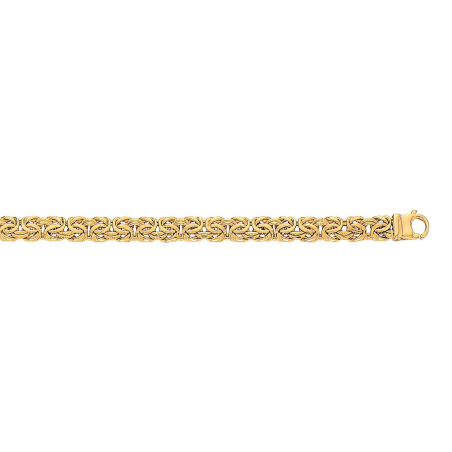 10K 7.25 inches Yellow Gold 7.0mm Shiny Byzantine Fancy Ladies Bracelet with Lobster Clasp - Johnny Dang & Co