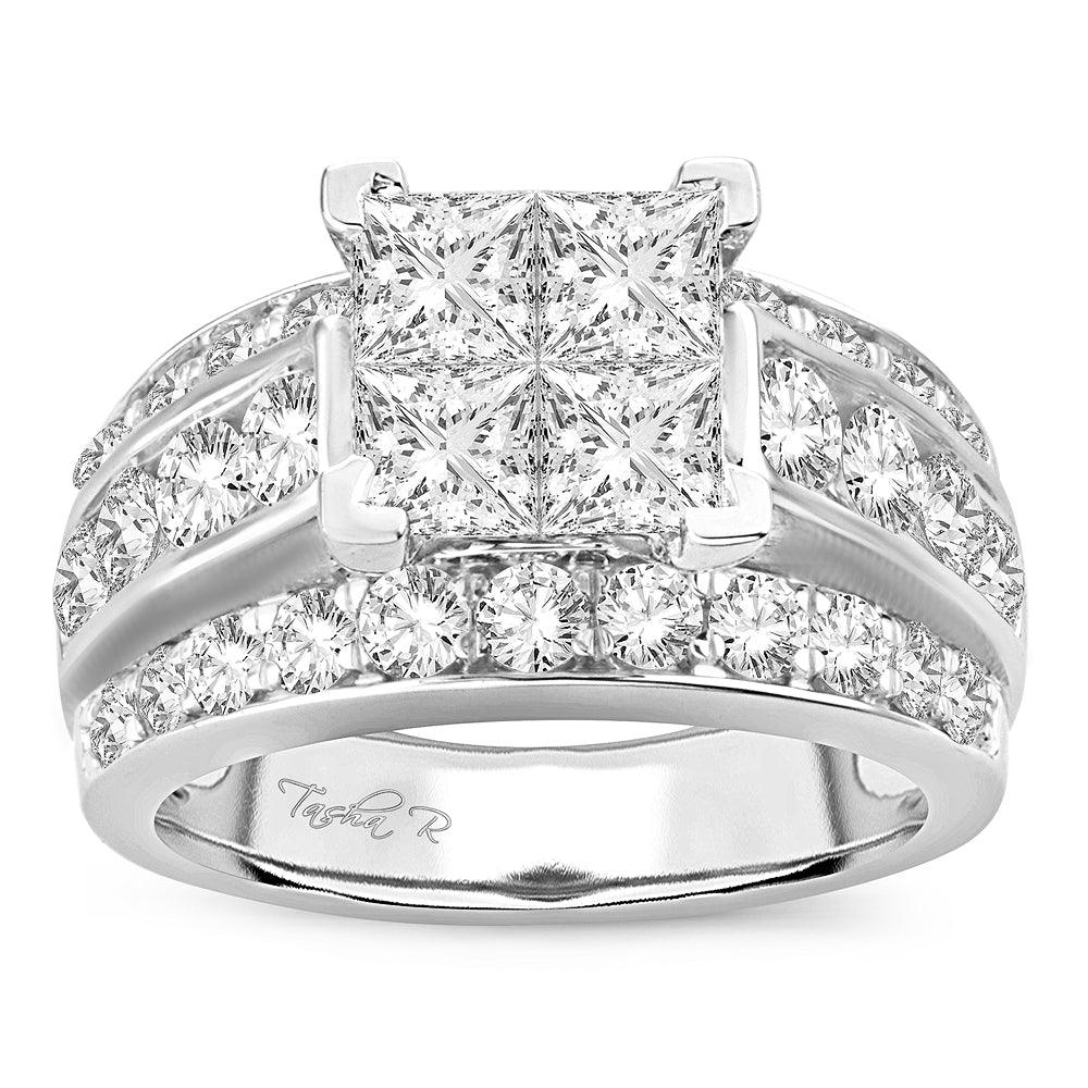 14K 3.50CT Princess Cut Diamond RING. - Johnny Dang & Co