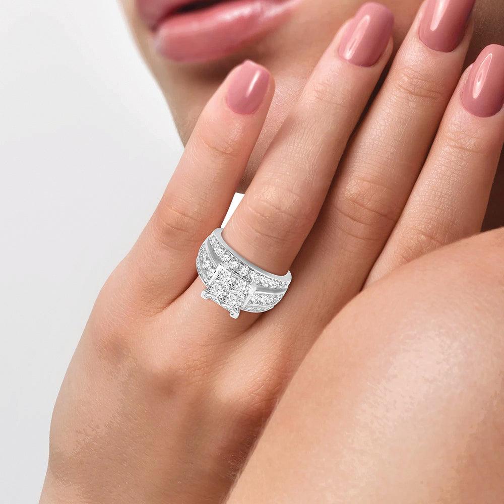 14K 3.50CT Princess Cut Diamond RING. - Johnny Dang & Co