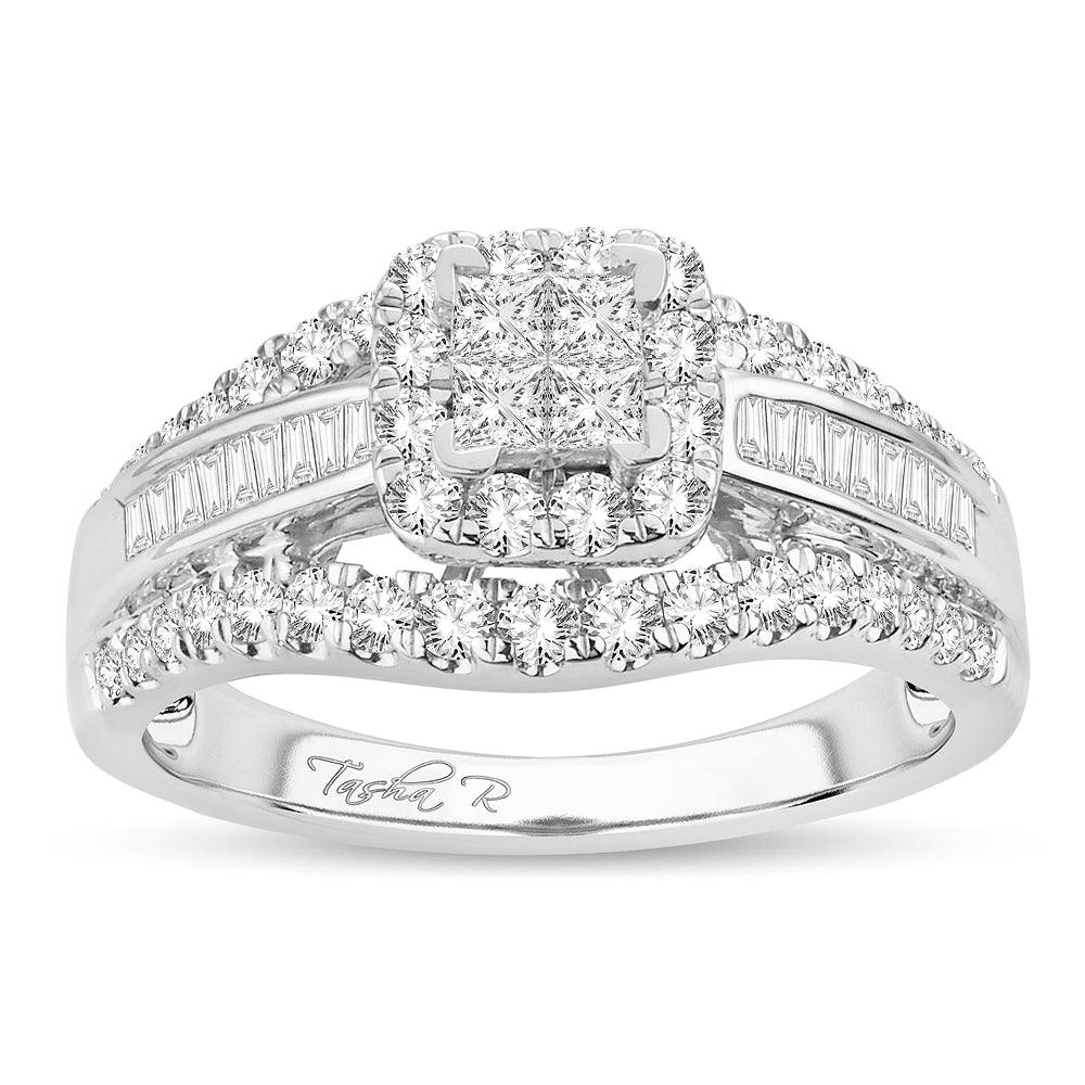 14K 1.00CT Princess Cut Diamond Bridal Ring - Johnny Dang & Co