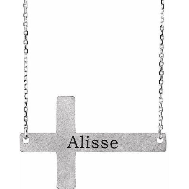 JDSP86570 - ENGRAVABLE SIDEWAYS CROSS NECKLACE - Johnny Dang & Co
