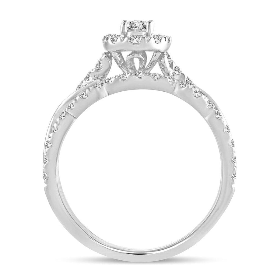 14K 1.00CT Fancy Cut Bridal Ring - Johnny Dang & Co