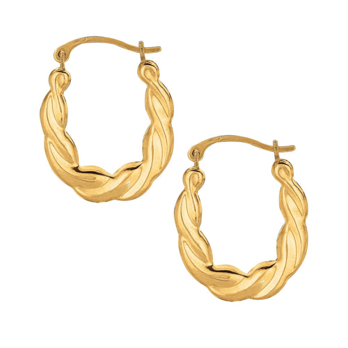 10K Gold Puffy Scalloped Oval Hoop Earring - Johnny Dang & Co