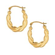 10K Gold Puffy Scalloped Oval Hoop Earring - Johnny Dang & Co