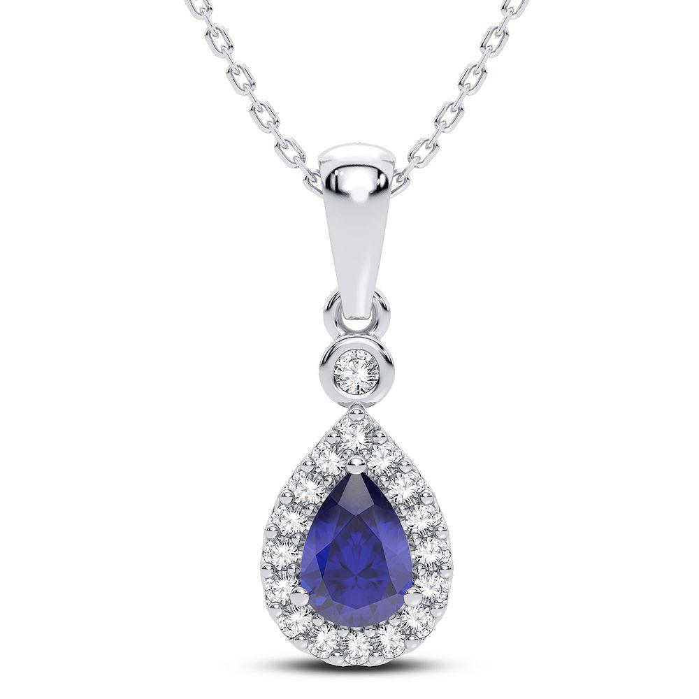 14K 0.10CT Diamond Sapphire Pendant - Johnny Dang & Co
