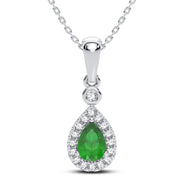 14K 0.10CT Diamond Emerald Pendant - Johnny Dang & Co