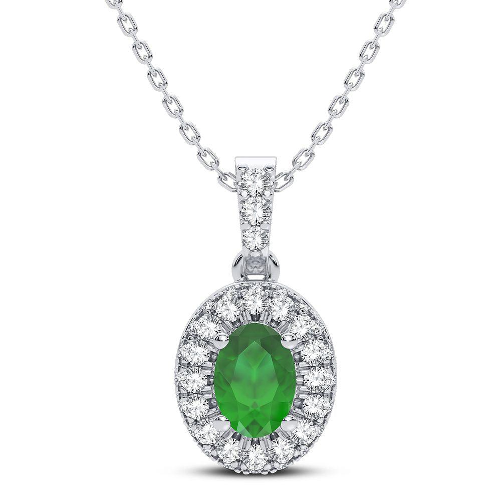 14K 0.35CT Diamond Emerald Pendant - Johnny Dang & Co