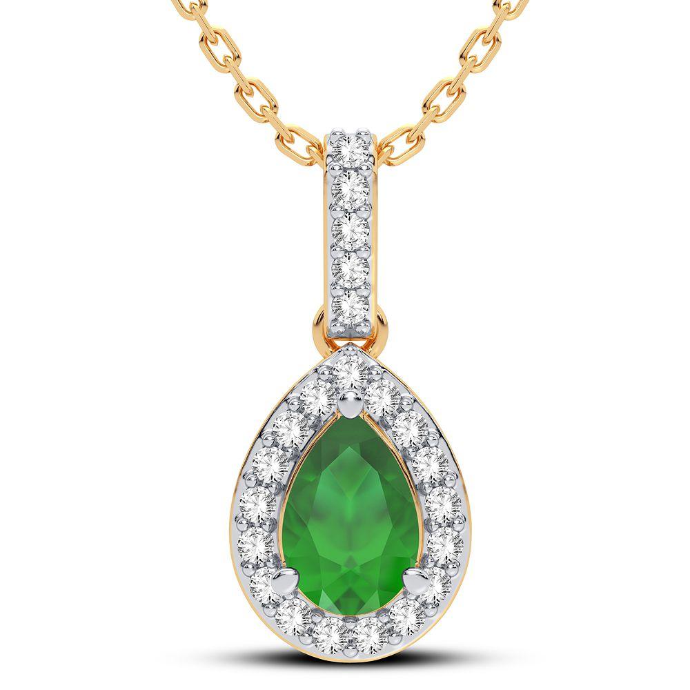 14K 0.10CT Diamond Emerald Pendant - Johnny Dang & Co