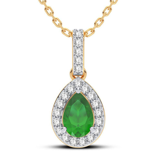 14K 0.10CT Diamond Emerald Pendant - Johnny Dang & Co