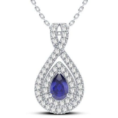 14K 0.33CT Diamond Sapphire Pendant - Johnny Dang & Co