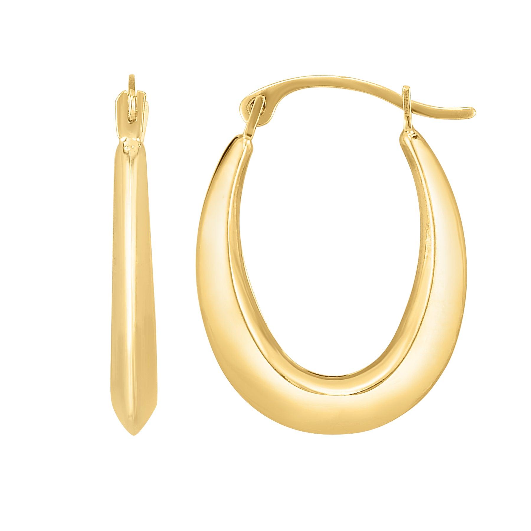 10K Gold Oval Light Weight Hoop - Johnny Dang & Co