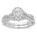 14K 0.75 Fancy Cut Bridal Ring with Certified center - Johnny Dang & Co