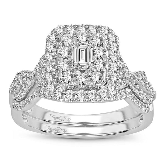 14K 1.00CT Diamond bridal set - Johnny Dang & Co