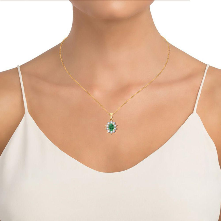10K 0.05ct Diamond Emerald Pendant - Johnny Dang & Co
