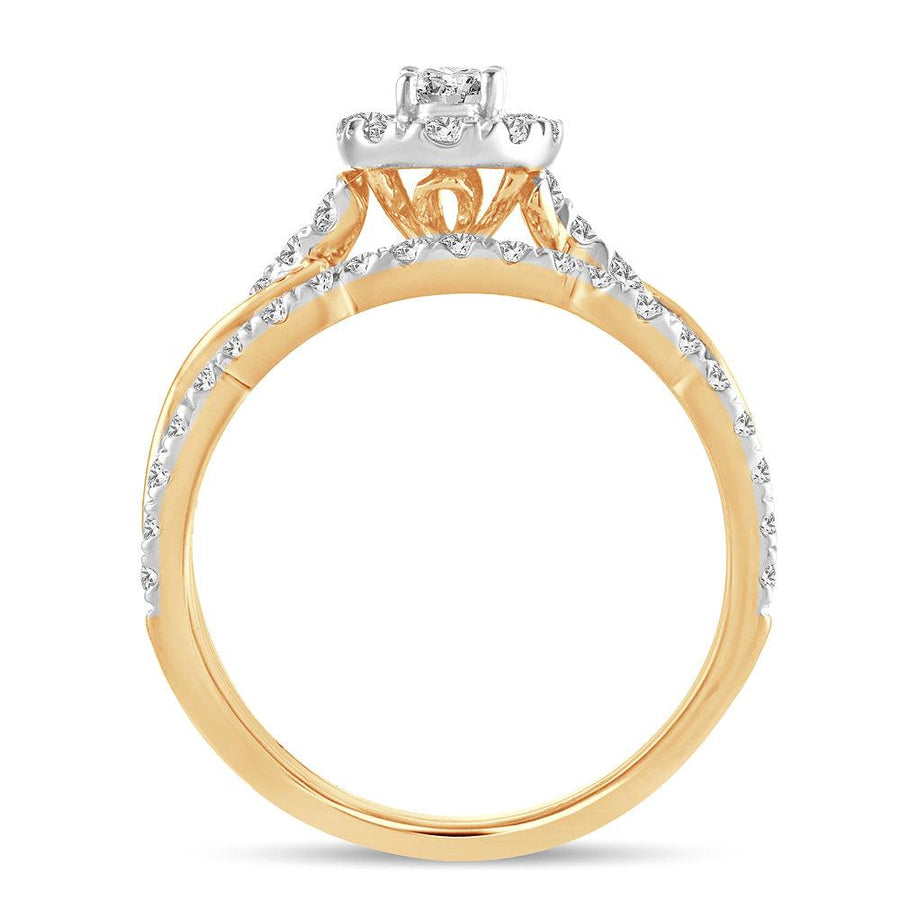 14K 1.00CT Fancy Cut Bridal Ring - Johnny Dang & Co