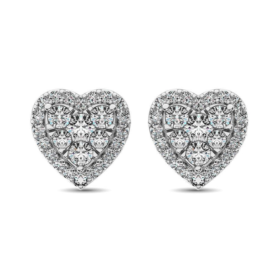 JDTK-62388W-E-P22-58 Diamond 3/4 ct tw Heart Earrings in 14K Gold - Johnny Dang & Co