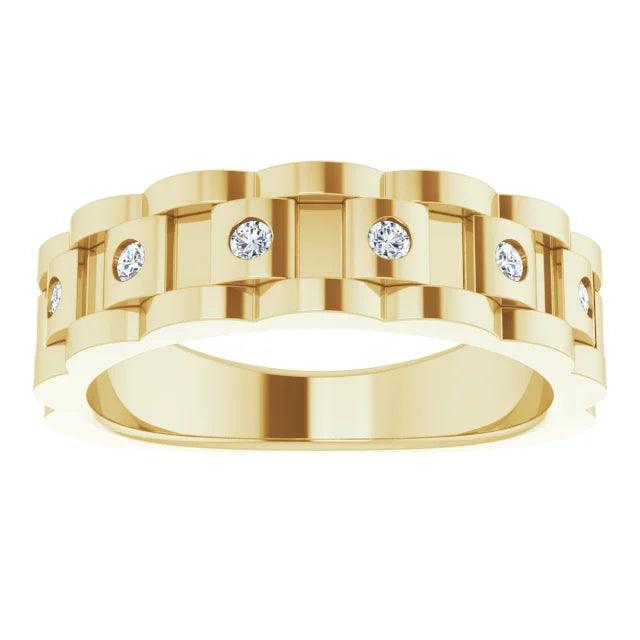 JDTKSP-9875-14K Yellow 1/4 CTW Diamond Chain Link Ring - Johnny Dang & Co