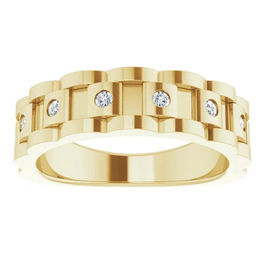 JDTKSP-9875-14K Yellow 1/4 CTW Diamond Chain Link Ring - Johnny Dang & Co