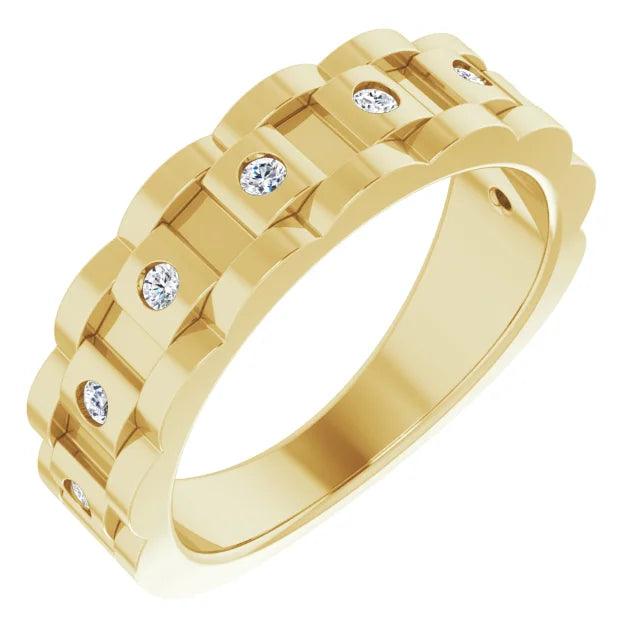 JDTKSP-9875-14K Yellow 1/4 CTW Diamond Chain Link Ring - Johnny Dang & Co