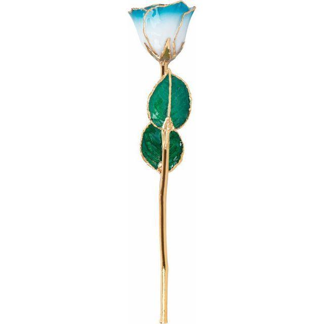 JDSP61-9049 - Lacquered Cream Turquoise Rose with Gold Trim - Johnny Dang & Co