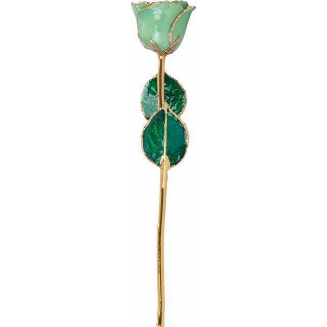 JDSP61-9089 - Lacquered Peridot Colored Rose with Gold Trim - Johnny Dang & Co