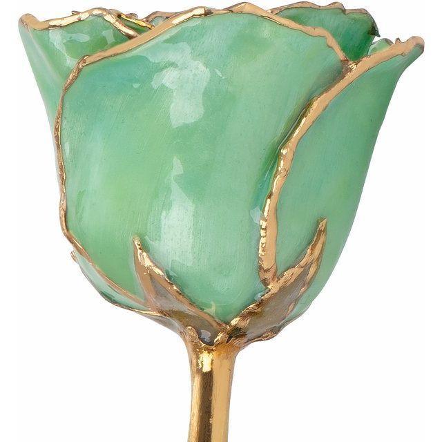 JDSP61-9089 - Lacquered Peridot Colored Rose with Gold Trim - Johnny Dang & Co