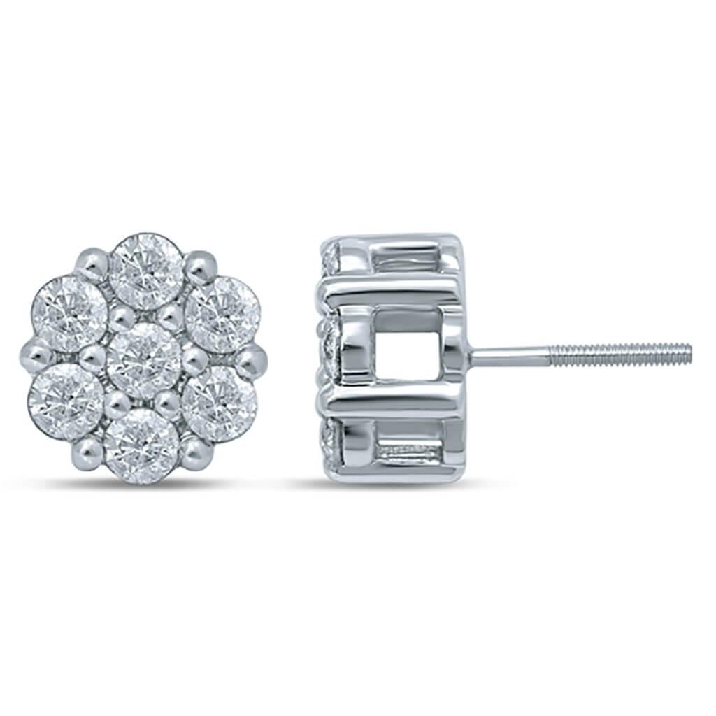 10K 2.01-2.07CT D-EARRING FLOWER RDS - Johnny Dang & Co