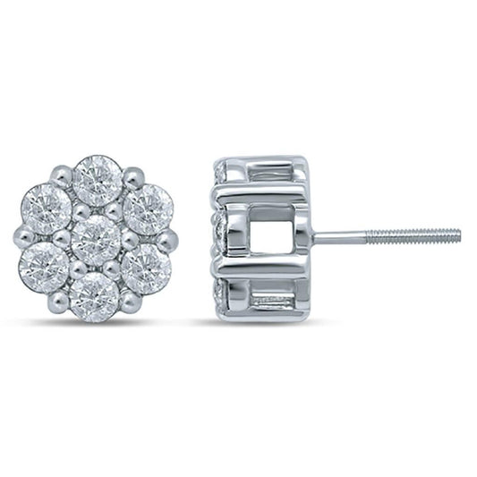 10K 2.01-2.07CT D-EARRING FLOWER RDS - Johnny Dang & Co