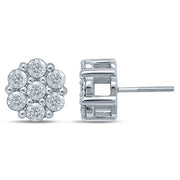 10K 2.01-2.07CT D-EARRING FLOWER RDS - Johnny Dang & Co