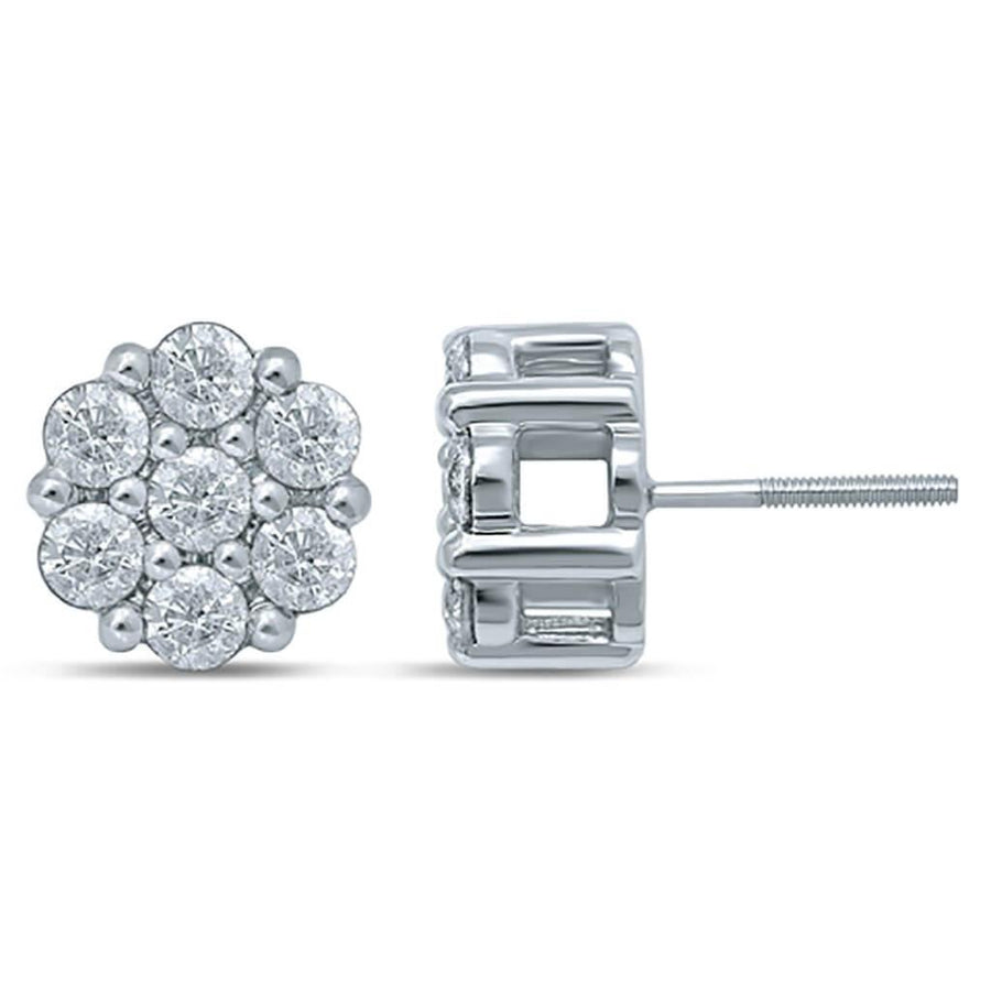 10K 2.01-2.07CT D-EARRING FLOWER RDS - Johnny Dang & Co