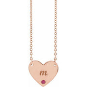 Natural Ruby Engravable Heart 18" Necklace - Johnny Dang & Co