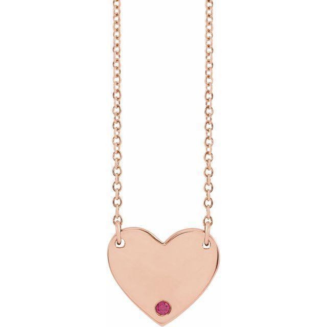 Natural Ruby Engravable Heart 18
