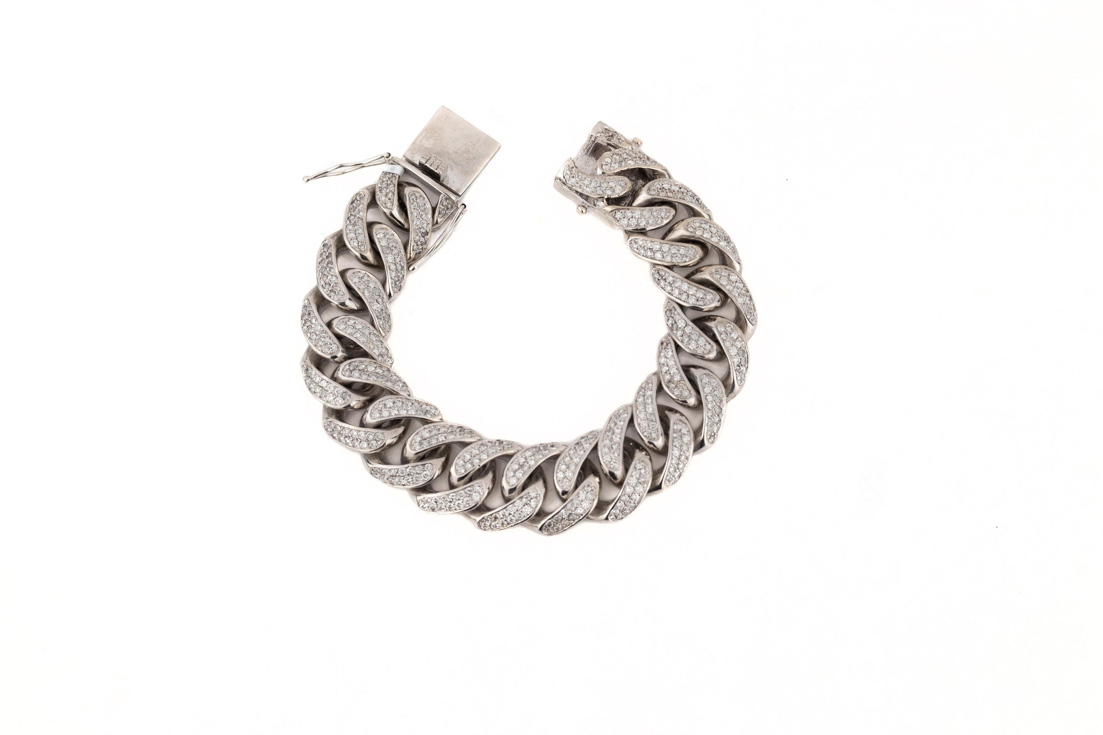 8mm White Gold Rounded Diamond Bracelet - Johnny Dang & Co