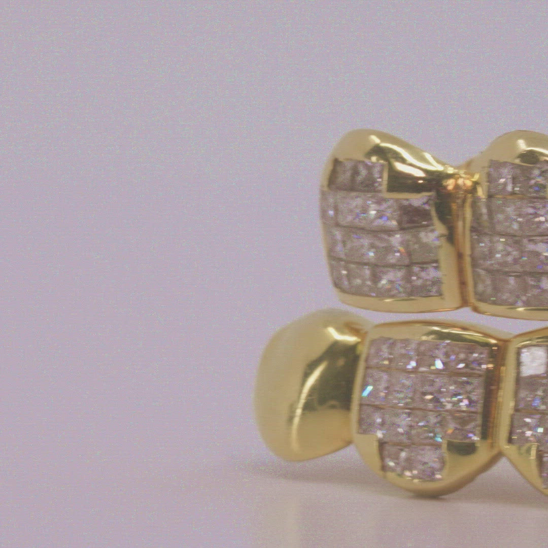 18k Flawless Princess Cut Diamond Invisible Set Grillz