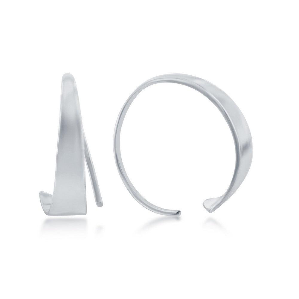 Sterling Silver Flat Bar Half Hoop Earrings - Johnny Dang & Co