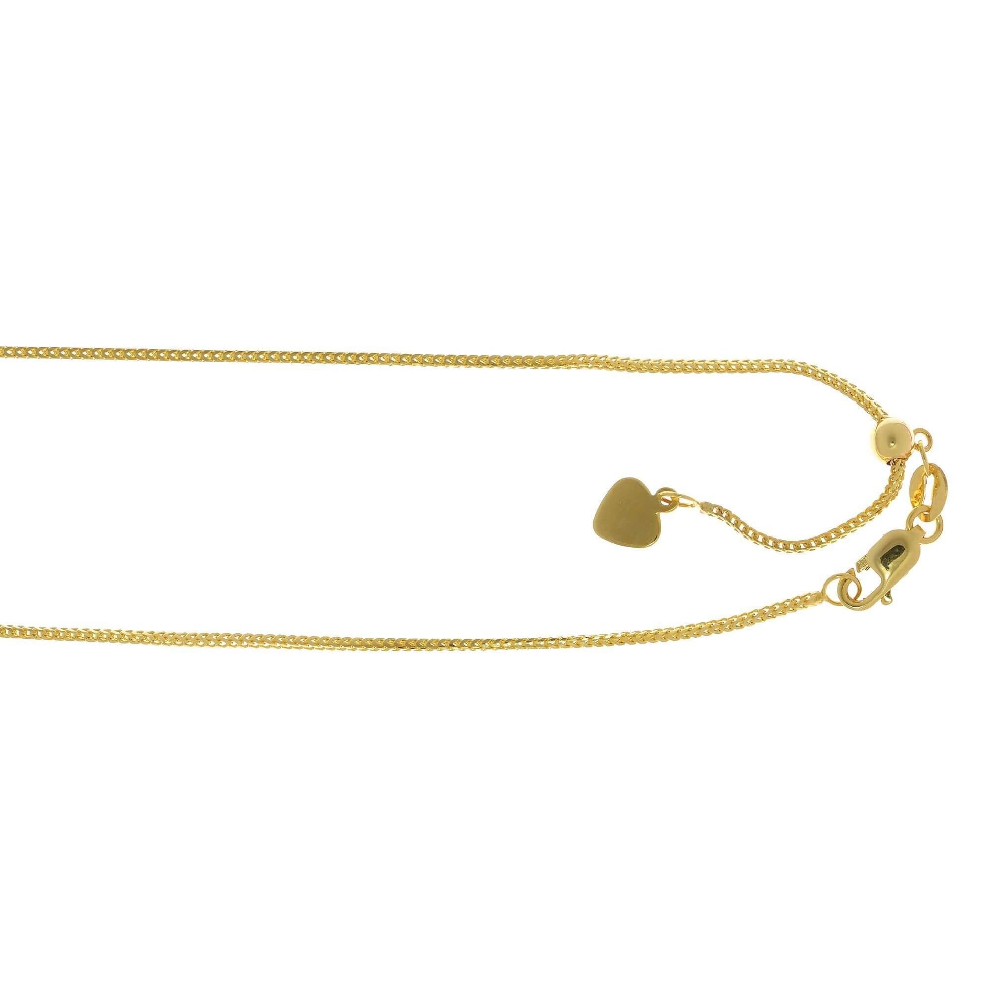 14kt 22 inches Yellow Gold 0.9mm Adjustable Franco Chain - Johnny Dang & Co