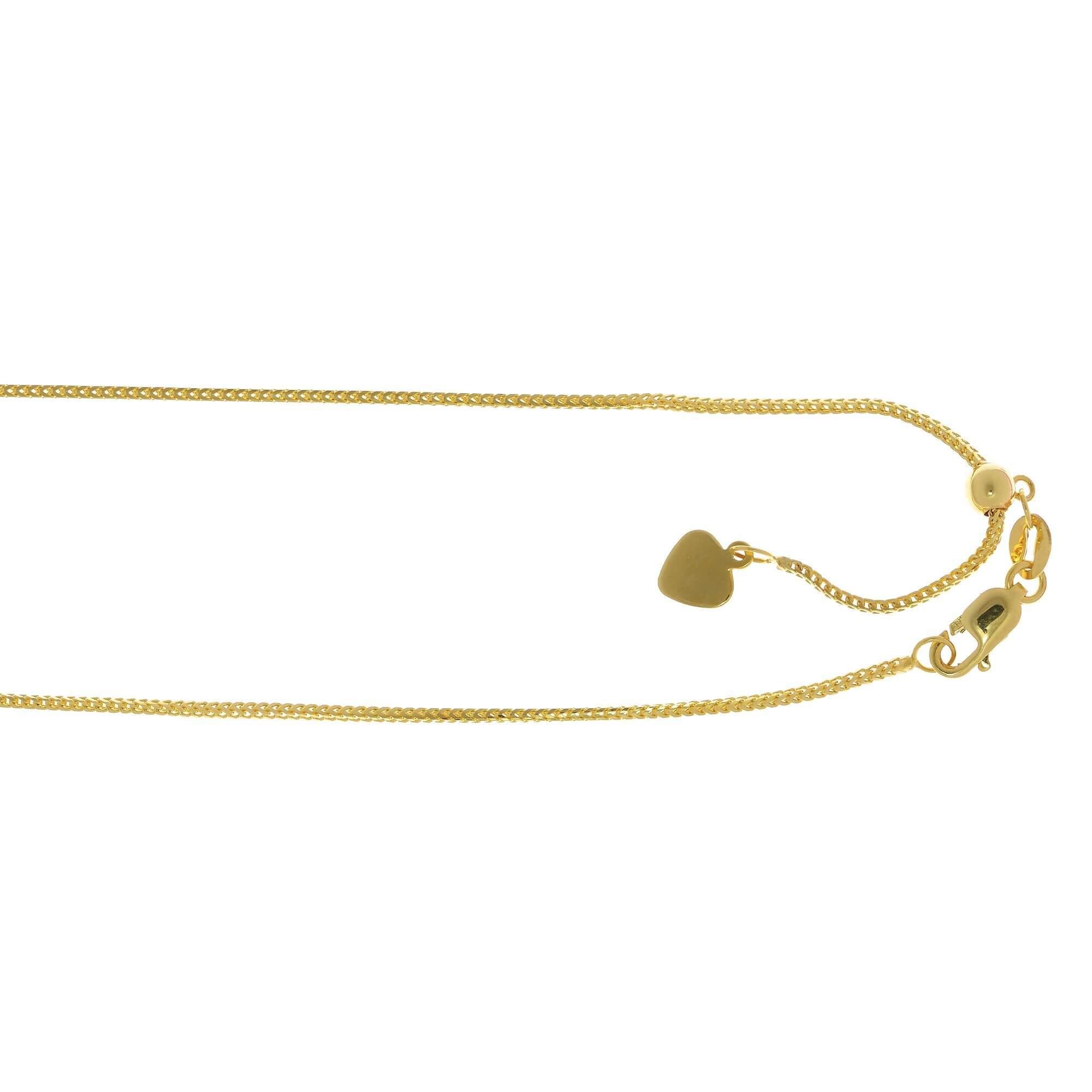 14kt 22 inches Yellow Gold 0.9mm Adjustable Franco Chain - Johnny Dang & Co