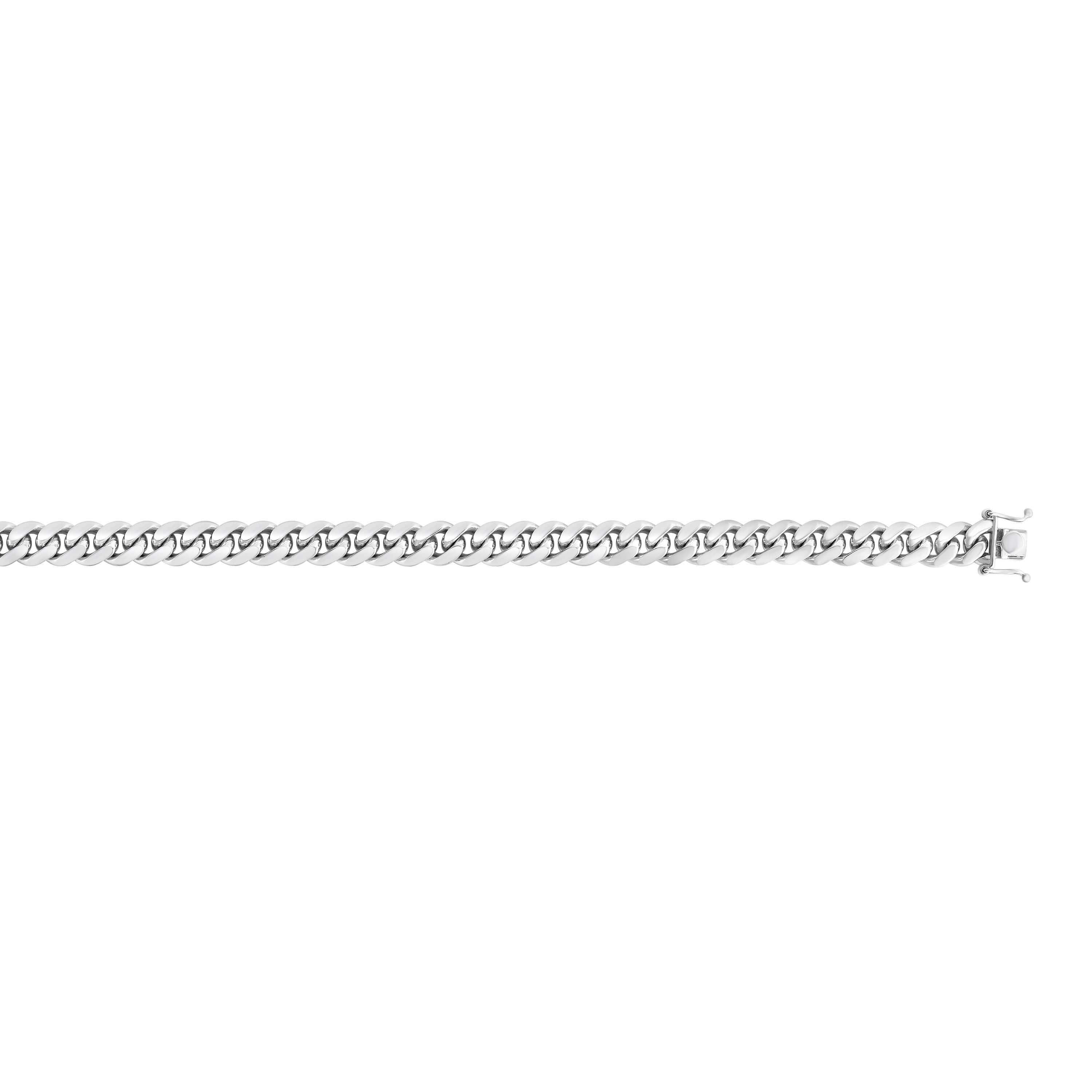 Silver 8.5 inches with Rhodium Finish Polished Miami Cuban Bracelet with Box Clasp - Johnny Dang & Co