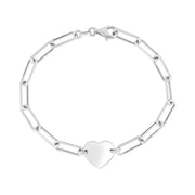 Silver Engravable Heart Paperclip Bracelet - Johnny Dang & Co