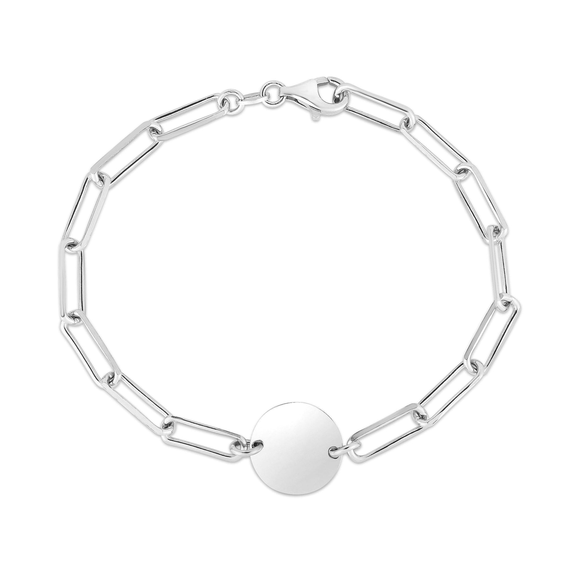 Silver Engravable Circle Paperclip Bracelet - Johnny Dang & Co