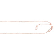 14kt 22 inches Rose Gold 0.9mm Diamond Cut Adjustable Cable Chain with Lobster Clasp+ Small hearing Charm - Johnny Dang & Co