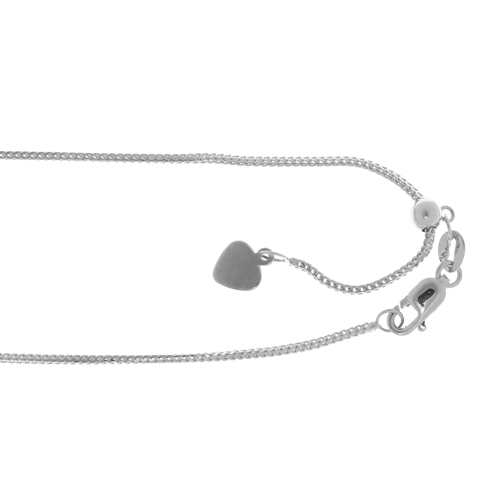 14kt 22 inches White Gold 0.9mm Adjustable Franco Chain - Johnny Dang & Co