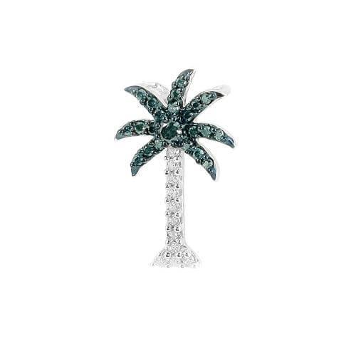 14KW 0.25CTW BLUE DIA PLAM TREE PENDANT - Johnny Dang & Co