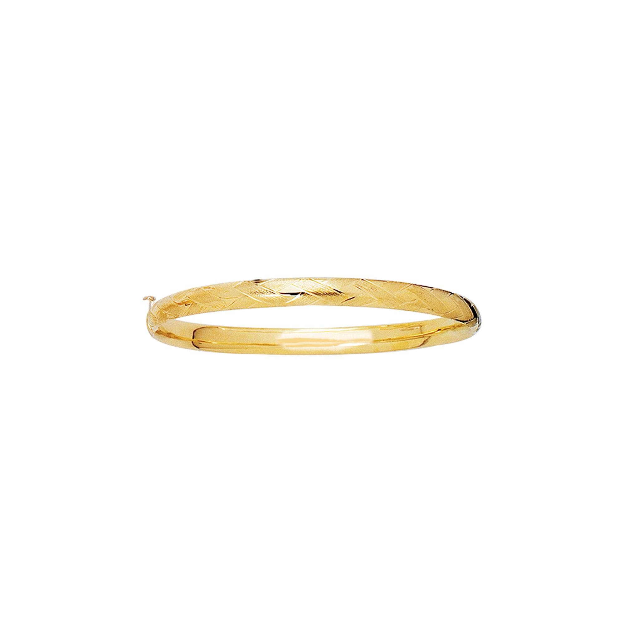 14K Gold X Pattern Children's Bangle 5.5" - Johnny Dang & Co